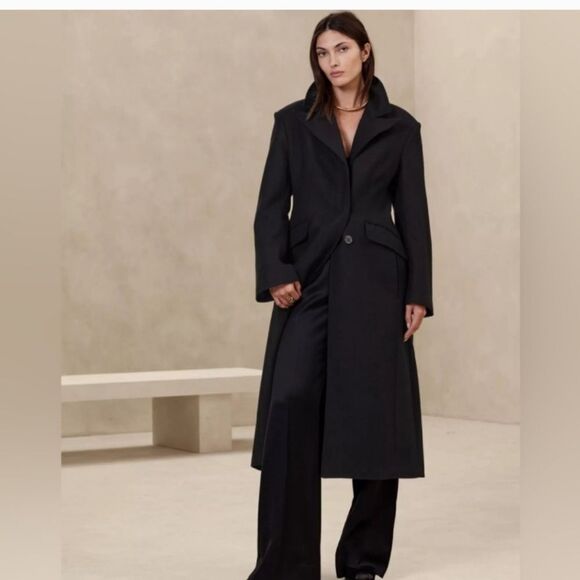 Banana Republic  Isola Melton Trench Coat Size Medium NWT - Picture 1 of 4